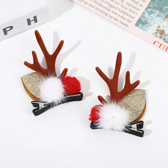 Christmas Antlers Hairpin Cartoon Cute Elk Christmas Barrettes Style 2 - Shop at LoveMi
