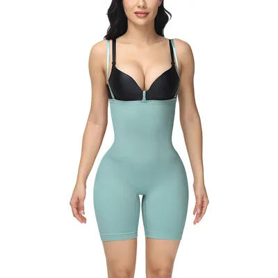 Tummy Control Panty Suspender Seamless Bodysuit Green - Shop at LoveMi