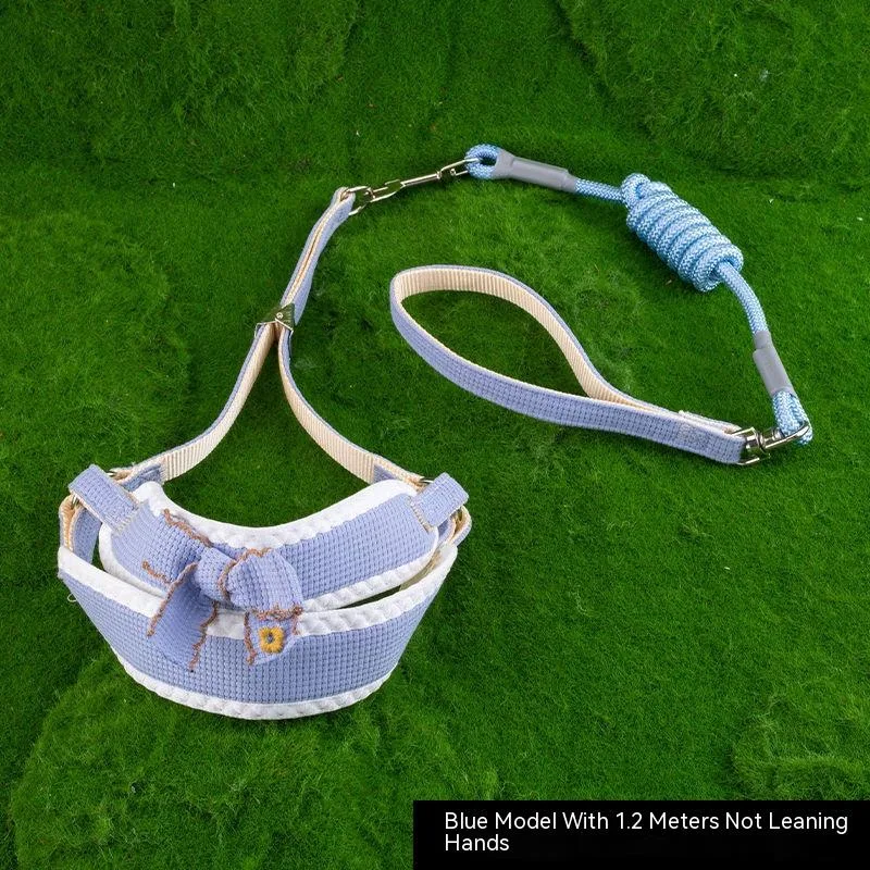 Dog Hand Holding Rope Vest Chest And Back - Sky Blue
