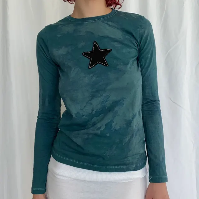 Printed Long sleeved T shirt Slimming Women's Top Navy Blue - Shop at LoveMi