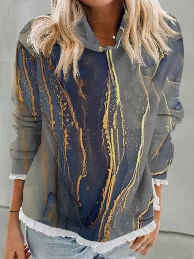 Abstract Printing Hooded Long Sleeve Sweater Style 3 - Shop at LoveMi