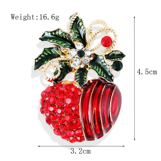 Women's Fashion Simple Geometric Christmas Brooch Xz4577 Christmas Apple - Shop at LoveMi