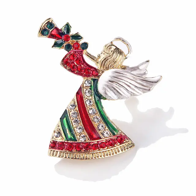 Women's Fashion Simple Geometric Christmas Brooch Xz4592 Trumpet Angel - Shop at LoveMi