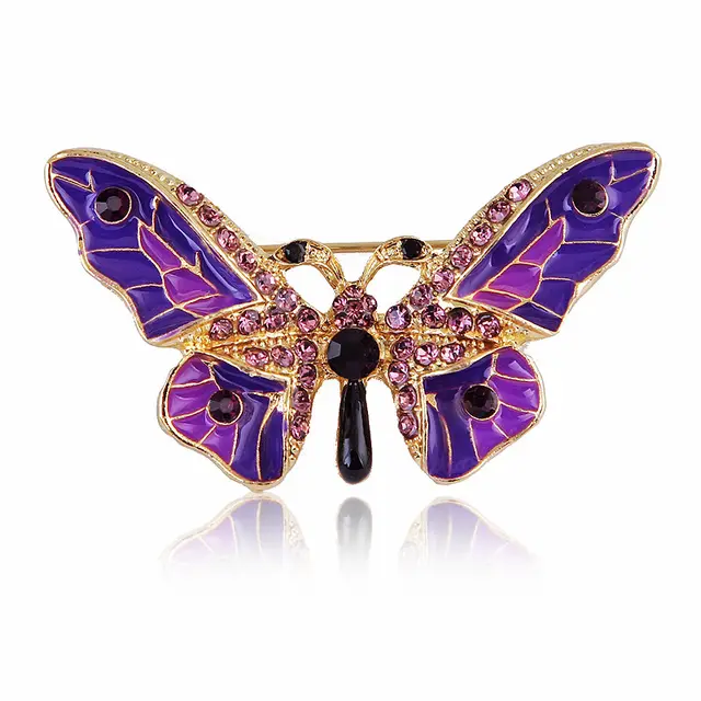 Women's Stylish Simple And Versatile Alloy Dripping Colorful Crystals Butterfly Brooch Xz4978E - Shop at LoveMi