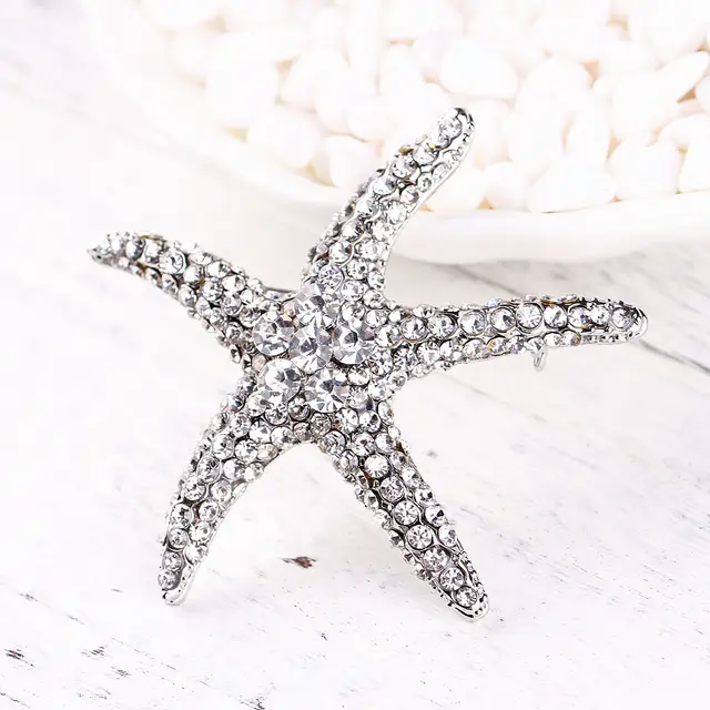 Women's Fashionable All match Diamond Starfish Brooch Xz4070A White - Shop at LoveMi