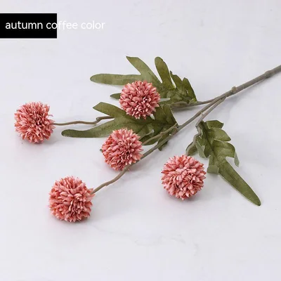 5 Dandelion Wedding Living Room Decoration Flowers Ornaments Autumn Coffee Color - Shop at LoveMi