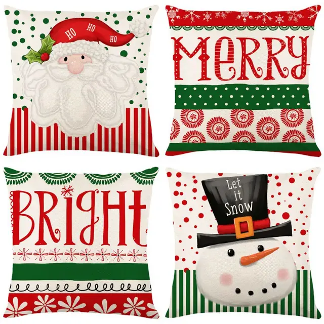Home Decoration Christmas Pillow Cover Four piece Set Style 79 - Shop at LoveMi