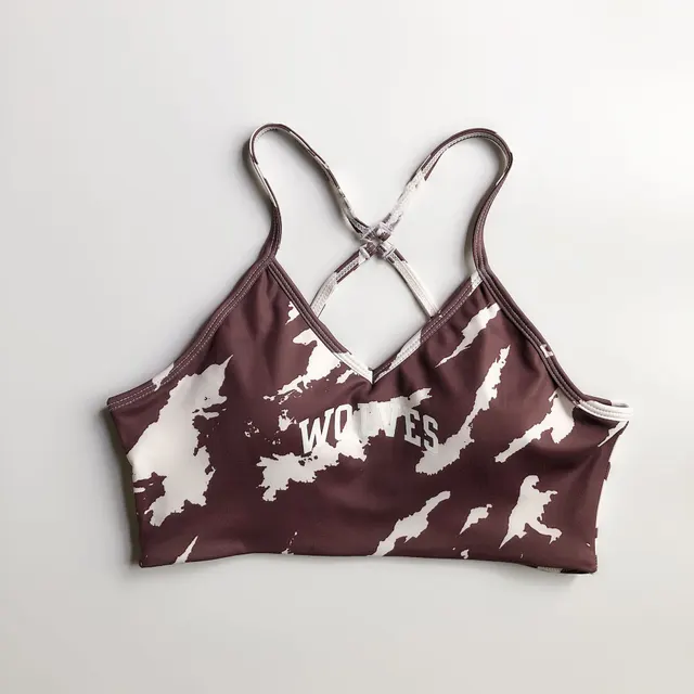 Sports Nude Feel Yoga Printed Bra Brown White Pattern Top - Shop at LoveMi