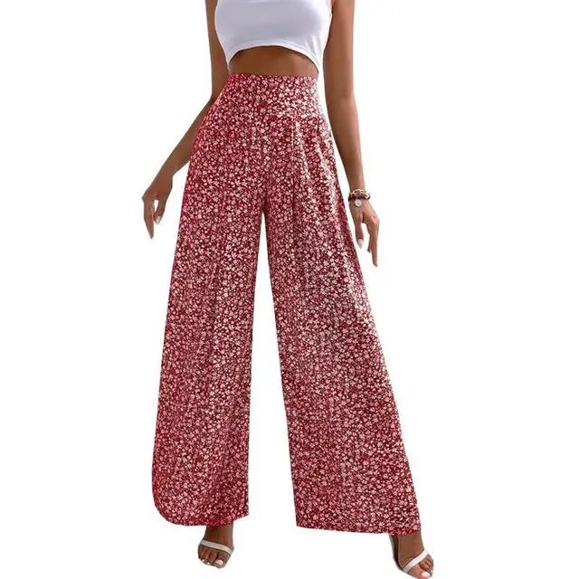 Women's Floral Casual Pants Loose Print Red - Shop at LoveMi