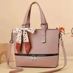 Women's Zipper Bag Fashionable Crossbody Large Capacity - Pink