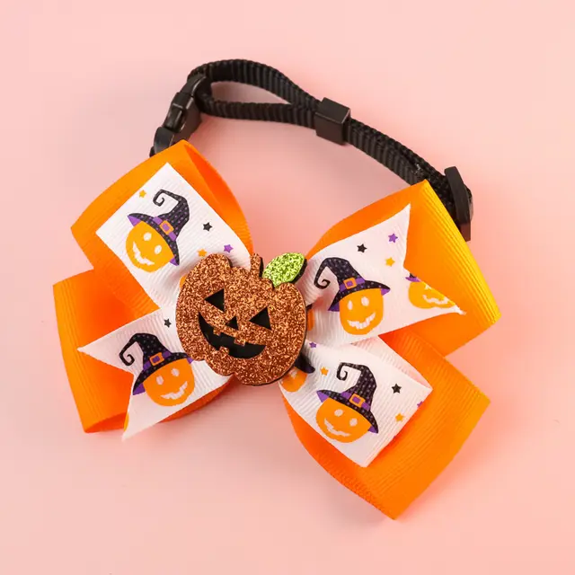 Pet Cat Dog Pumpkin Bow Tie Big Bell Decorations Orange - Shop at LoveMi