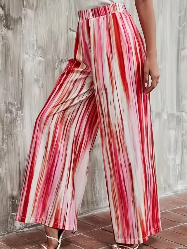 Women's Fashion Loose Casual Printed Straight Sports Trousers Red - Shop at LoveMi