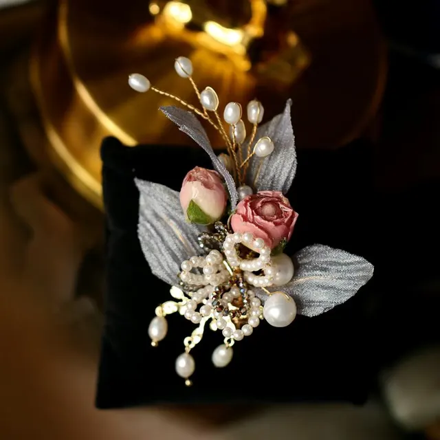 Vintage Flower Brooch Upscale Women's Elegant Delicate Pin Decorative Corsage Pink2Flowers - Shop at LoveMi