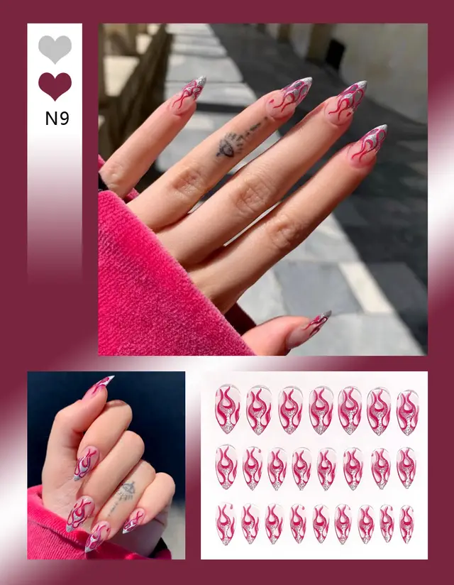 Dark Snake Flame Fake Nail Tip N9 - Shop at LoveMi