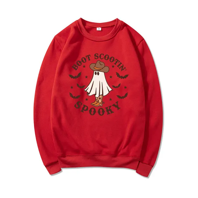 Boot Scootin Spooky Sweatshirt Halloween Hoodie Cowboy Ghost Red - Shop at LoveMi