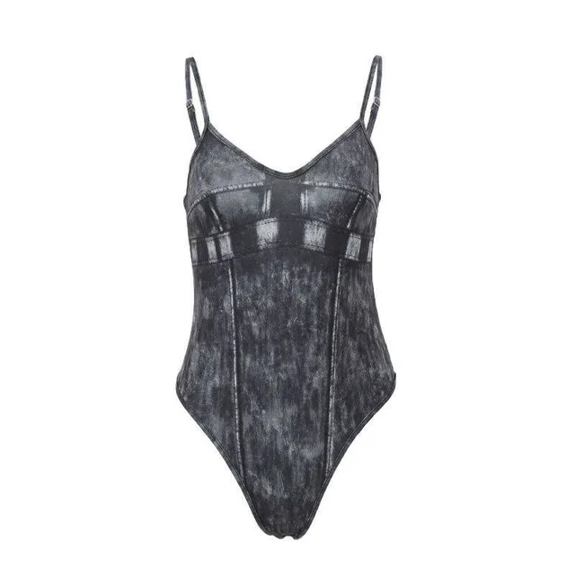 Street Style Retro Worn out Slim Fitting Halter Jumpsuit Gray - Shop at LoveMi