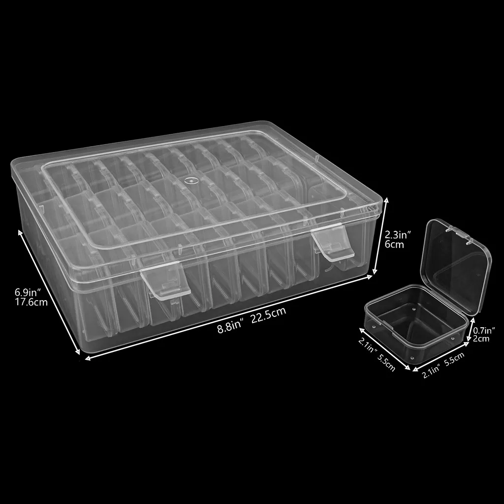 Plastic Mini Transparent With Hinged Cover And Rectangular Jewellery Box Sets - 30 Compartments Storage Box