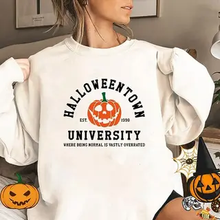 Fashion Print Round Neck Sweater - White