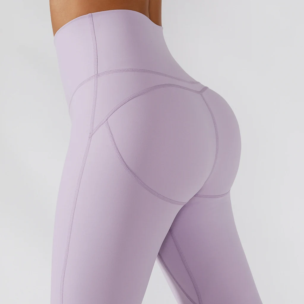 Sports Suit Seamless Yoga Set Women Two Pieces - Purple Trousers