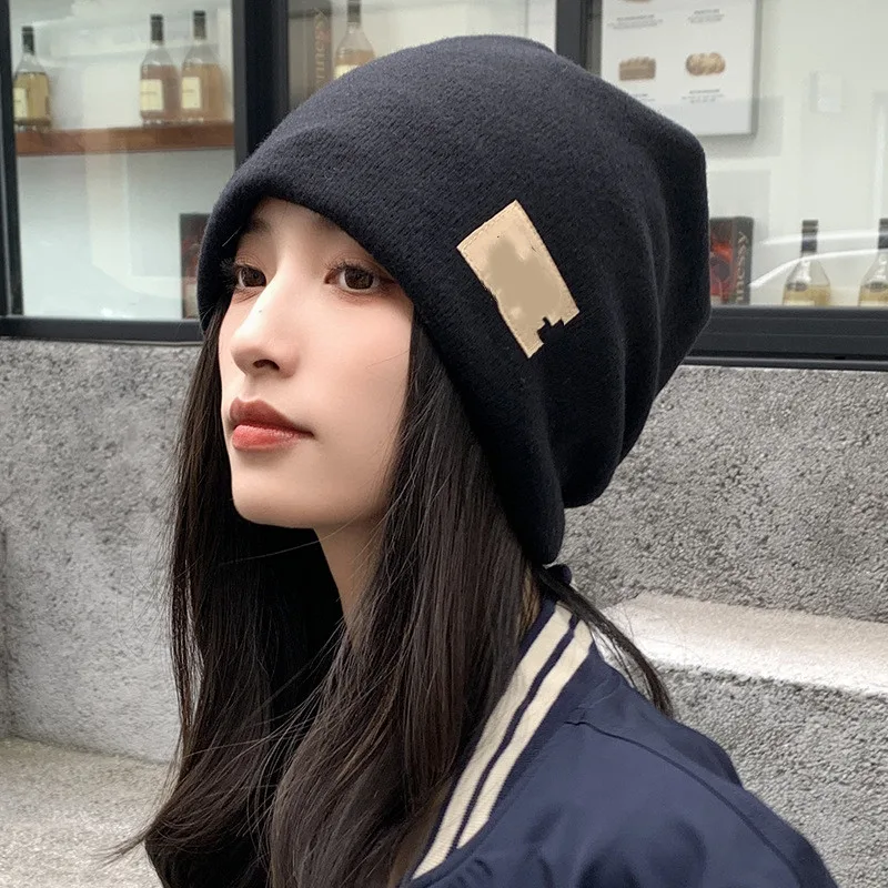All-matching Woolen Cold Toe Cap Pile Heap - Black
