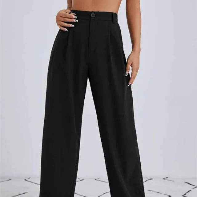 Women's High Waist Casual Wide leg Suit Trousers Black - Shop at LoveMi