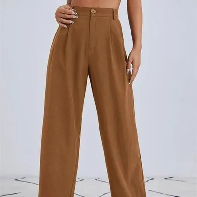 Women's High Waist Casual Wide leg Suit Trousers Caramel M - Shop at LoveMi