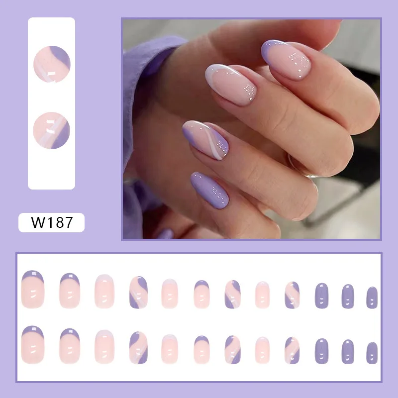 Finished Nail Art High grade Nail Tip Purple Corrugated Pink Purple Corrugated Glue - Shop at LoveMi