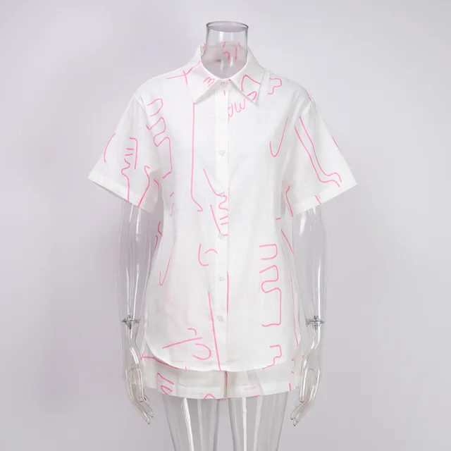 Fashion Short Sleeve Shirt Shorts Suit Rose Pink - Shop at LoveMi