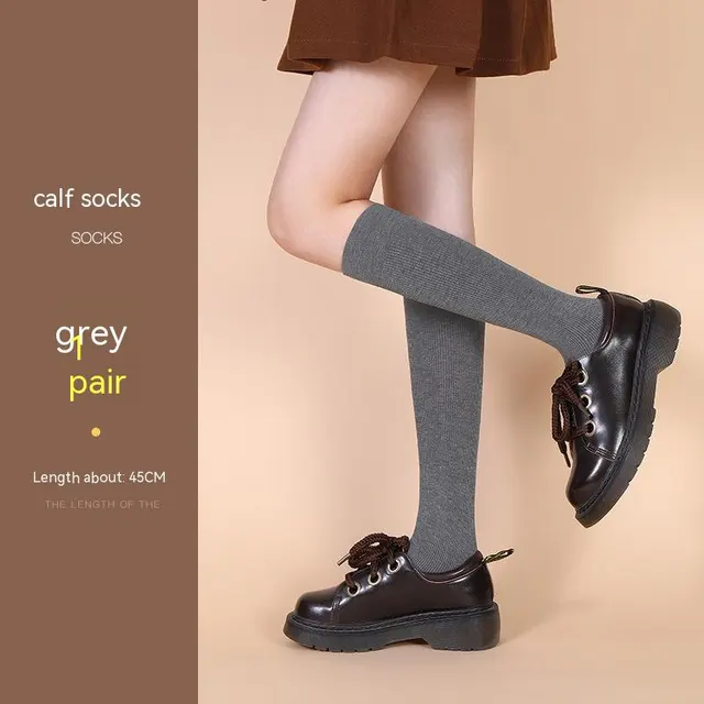 Women's Fashion Simple Overknee Long Boot Socks Calf Socks Medium Gray - Shop at LoveMi