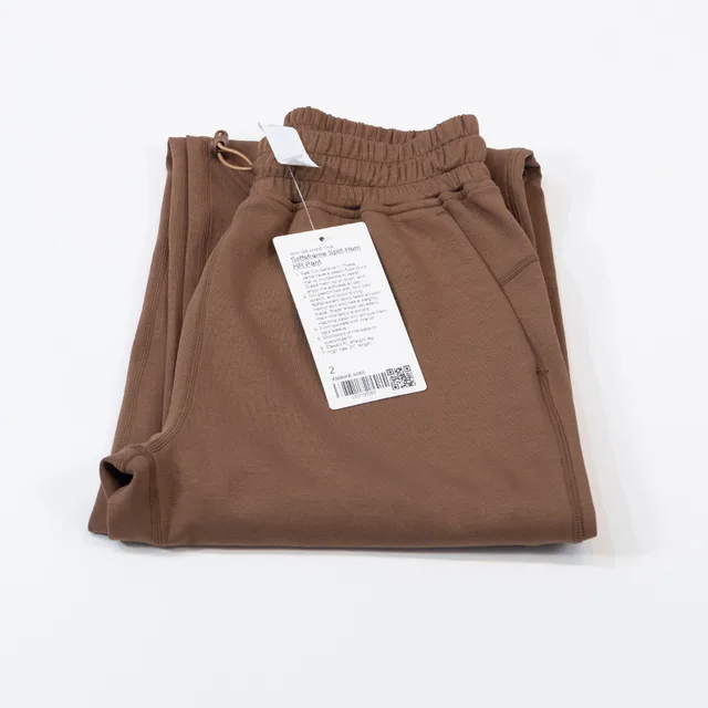 Yoga Clothes Draping Slit Pants Wide Leg Straight High Elastic Trousers Brownie 066 Slit Pants - Shop at LoveMi
