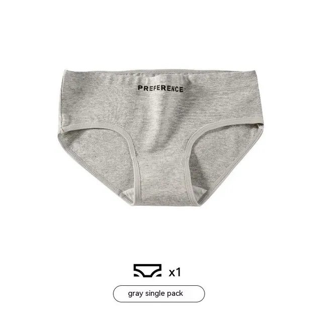 Women's Fashion Breathable Traceless Mid waist All Cotton Underwear Gray Mid Waist - Shop at LoveMi