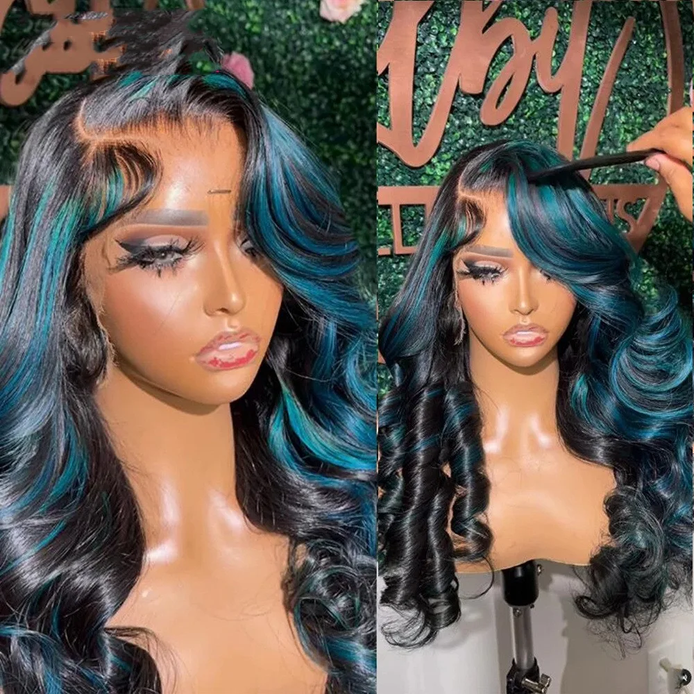 Blue Green Highlight Piano Color Big Wave Wig 10Atpartwig150 - Shop at LoveMi