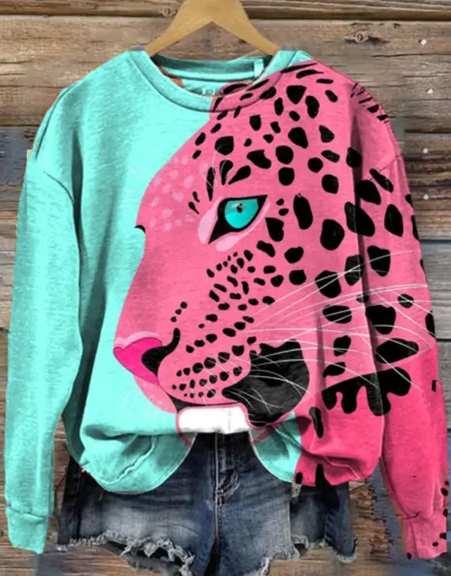 Long sleeved Round Neck Tie dye Printed Hoodies Blue - Shop at LoveMi