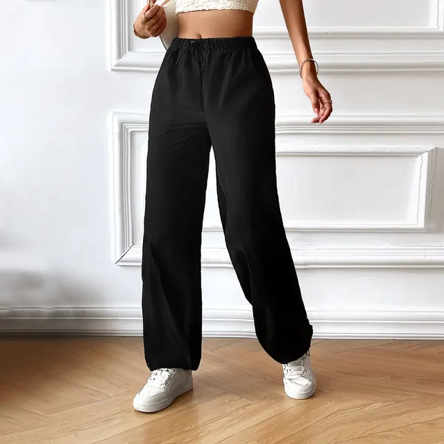 Women's Fashion Casual Loose fitting Wide leg Trousers Black - Shop at LoveMi