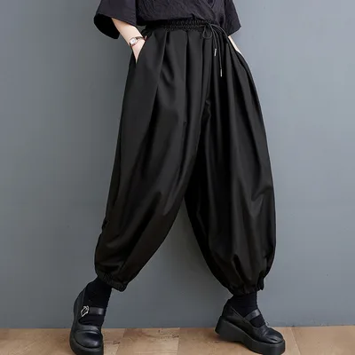 Women's Fashion Casual Loose Slimming Ankle length Knickerbockers Black Knickerbocker - Shop at LoveMi