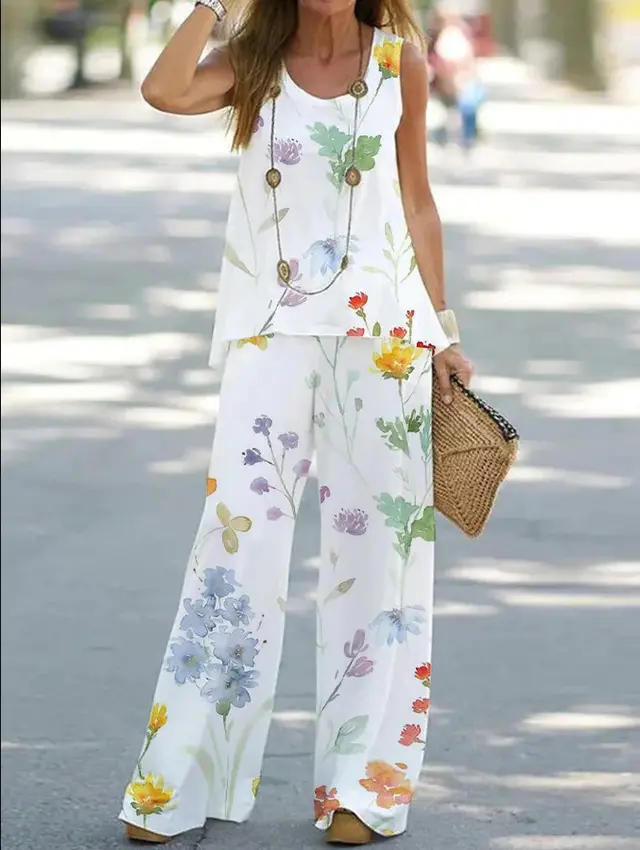 Women's Fashion Printed Casual Vest Trousers Two piece Suit Figure 7 - Shop at LoveMi