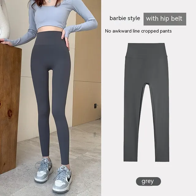 Cropped Shark Pants Women's Outer Wear Base Seamless High Waist Eight Points Comfortable Gray - Shop at LoveMi