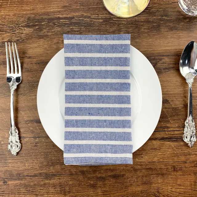 Wide Striped Polyester Cotton Napkin Japanese Style Student Placemat Heat Proof Mat Blue - Shop at LoveMi
