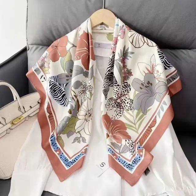 Women's Silk Scarf Strap Retro Tube Top Sun Protection Spring Flowers Red - Shop at LoveMi