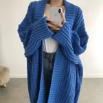 Retro Korean Lazy Coat Loose Mid-length - Blue