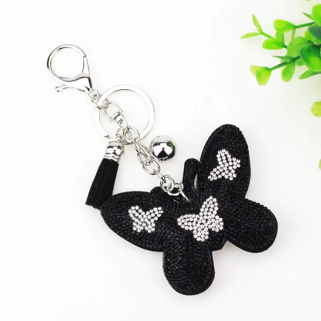 Home Fashion Simple Two color Butterfly Shape Flannel Hot Drilling Handbag Pendant Black - Shop at LoveMi