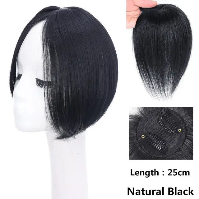 Women's Head Hair Replacement Center parted Wig Air Side Bangs Two card Straight Hair Bf11 2 - Shop at LoveMi