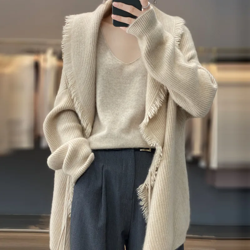 Soft Nuo Lace Knitted Cardigan For Women Apricot - Shop at LoveMi