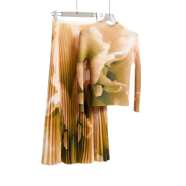 Fashion Gradient Rendering Long Sleeve T shirt Yellow - Shop at LoveMi