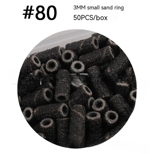 3mm Color Mini Nail Polishing Exfoliating Sand Ring Black 50Pcs Box 80 - Shop at LoveMi