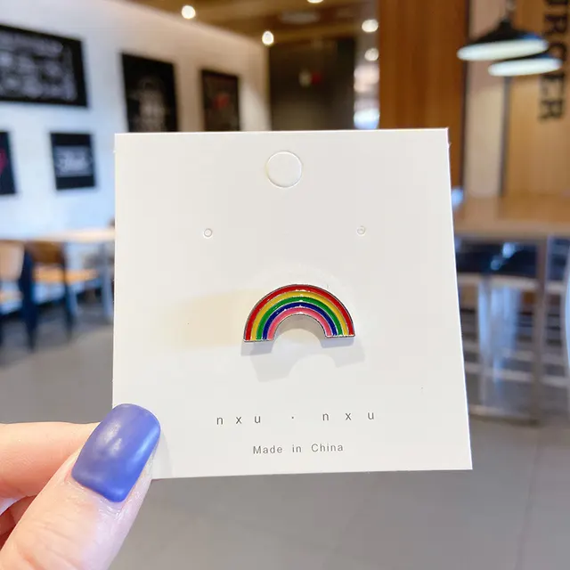 All matching Accessories Cartoon Safety Pin Neckline Decorative Pin Silver Rainbow - Shop at LoveMi