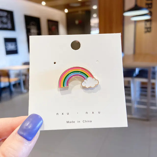 All matching Accessories Cartoon Safety Pin Neckline Decorative Pin Single Cloud Rainbow - Shop at LoveMi