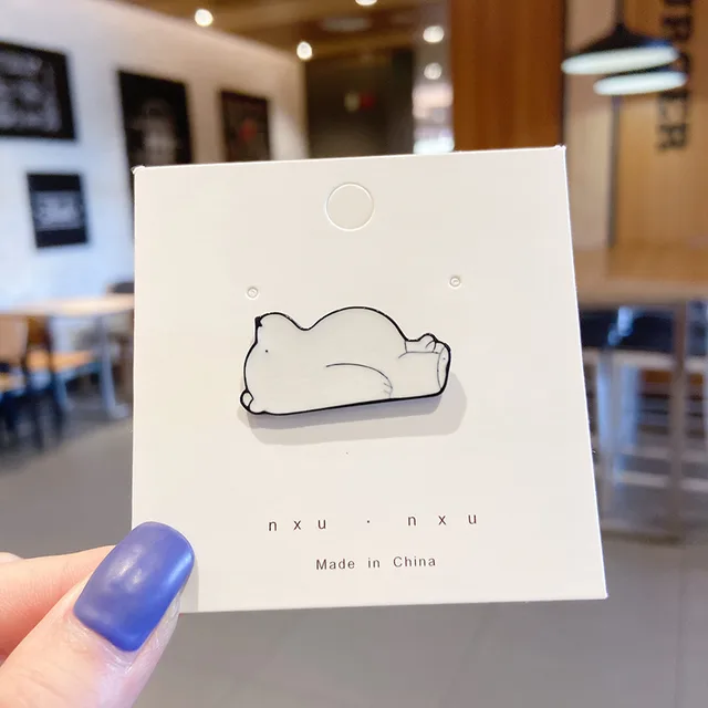 All matching Accessories Cartoon Safety Pin Neckline Decorative Pin White Bear - Shop at LoveMi