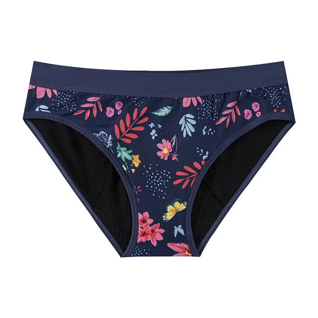 Women's Fashion Printed Breathable Four layer Physiological Underwear Blue Printing - Shop at LoveMi
