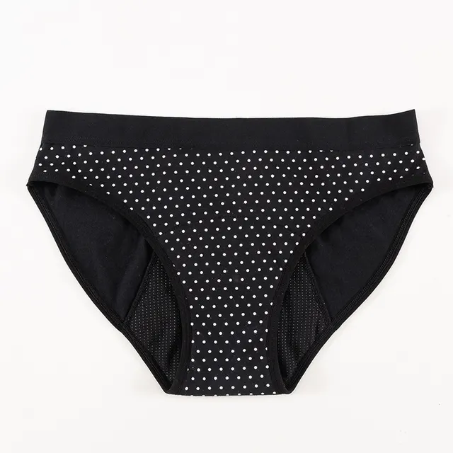 Women's Fashion Cotton Printing Four layer Sanitary Panty Black Polka Dot - Shop at LoveMi